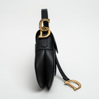 Dior Black Grained Calfskin Leather Classic Saddle Bag