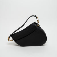 Dior Black Grained Calfskin Leather Classic Saddle Bag