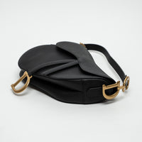 Dior Black Grained Calfskin Leather Classic Saddle Bag