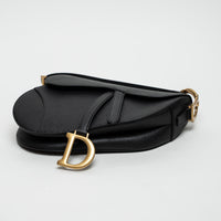 Dior Black Grained Calfskin Leather Classic Saddle Bag