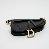 Dior Black Grained Calfskin Leather Classic Saddle Bag