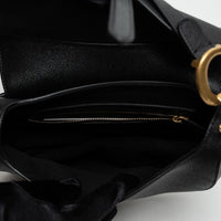 Dior Black Grained Calfskin Leather Classic Saddle Bag