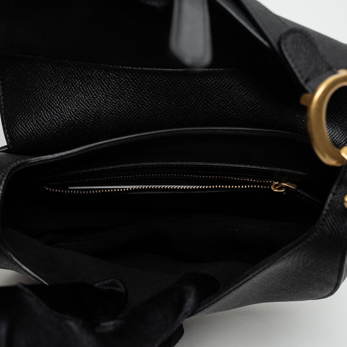 Dior Black Grained Calfskin Leather Classic Saddle Bag