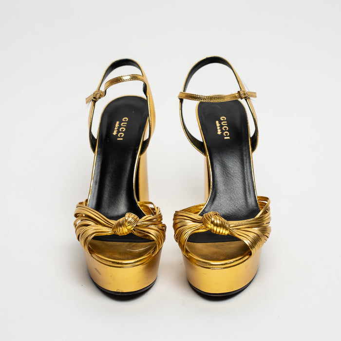 Gucci Gold Metallic Leather Pumps Size 38.5