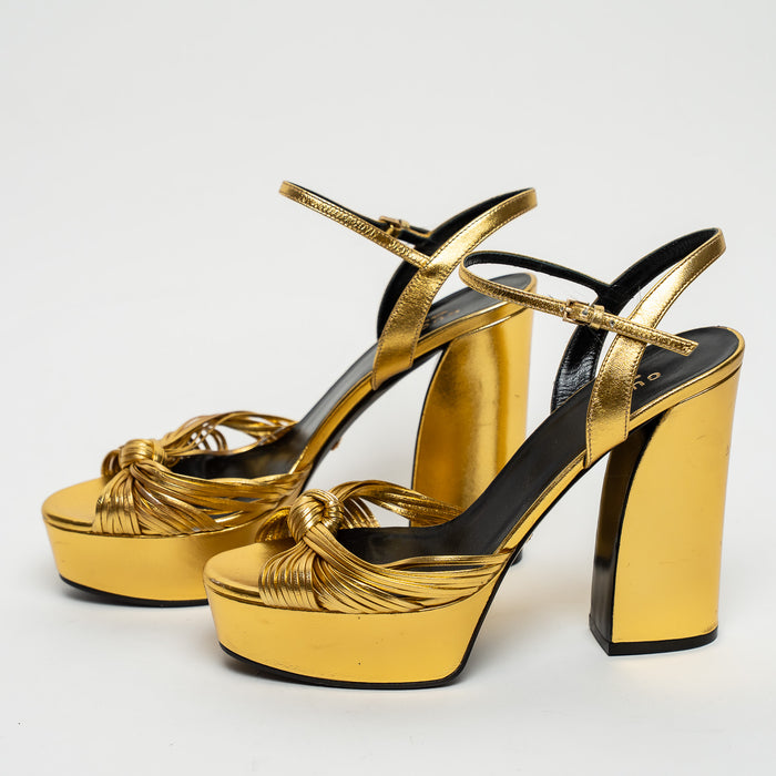 Gucci Gold Metallic Leather Pumps Size 38.5