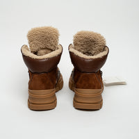 Gucci Brown Suede GG Supreme Shearling Flashtrek Boots Size 37