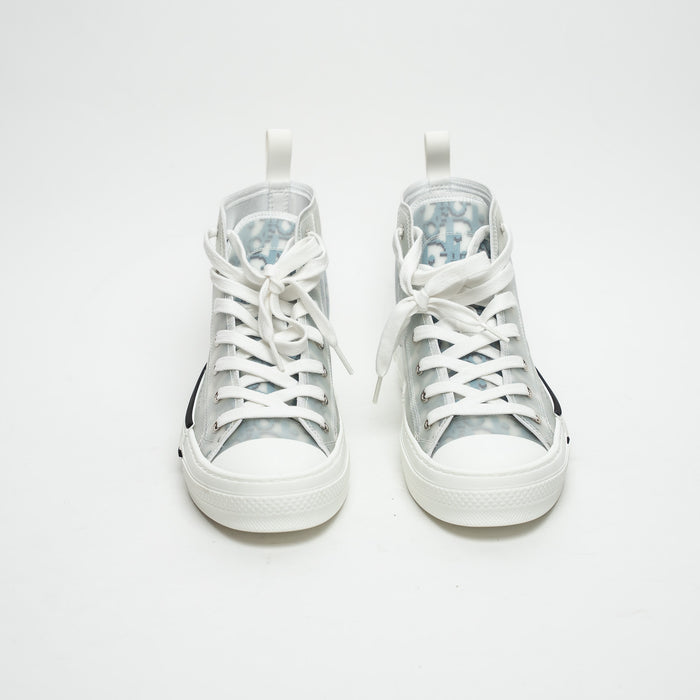 Dior White and Blue Oblique Canvas B23 League High-Top Sneaker Size 38