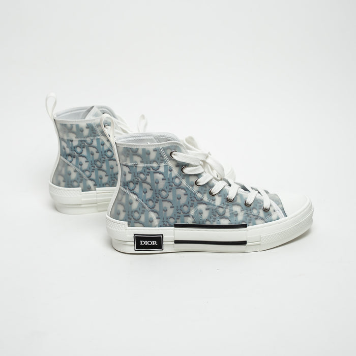 Dior White and Blue Oblique Canvas B23 League High-Top Sneaker Size 38