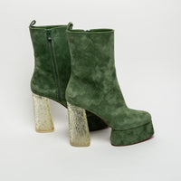 Christian Louboutin Green Suede Platform Boots Size 40
