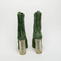 Christian Louboutin Green Suede Platform Boots Size 40