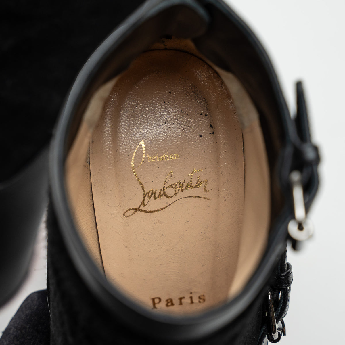 Christian Louboutin Black Suede and Leather Ankle Boot Size 39