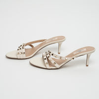 Valentino Ivory Leather Rockstud Sandals Size 38.5