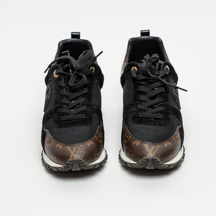 Louis Vuitton Black Suede and Patent Leather/Brown Monogram Run Away Sneakers Size 40