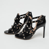 Valentino Black Leather Rockstud Sandals Size 39.5