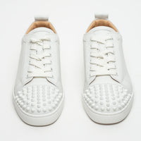 Christian Louboutin White Calf Leather Louis Junior Spikes Sneakers Size 39