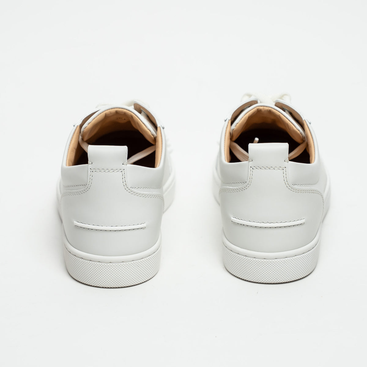 Christian Louboutin White Calf Leather Louis Junior Spikes Sneakers Size 39