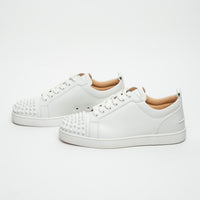 Christian Louboutin White Calf Leather Louis Junior Spikes Sneakers Size 39