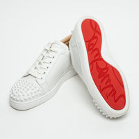 Christian Louboutin White Calf Leather Louis Junior Spikes Sneakers Size 39