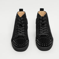 Christian Louboutin Black Suede Lou Spikes High-top Sneakers Size 39