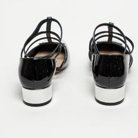 Dior Black Patent Leather Block Heel Sandals Size 38.5