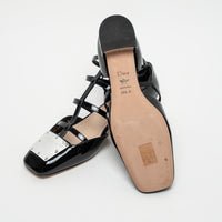 Dior Black Patent Leather Block Heel Sandals Size 38.5