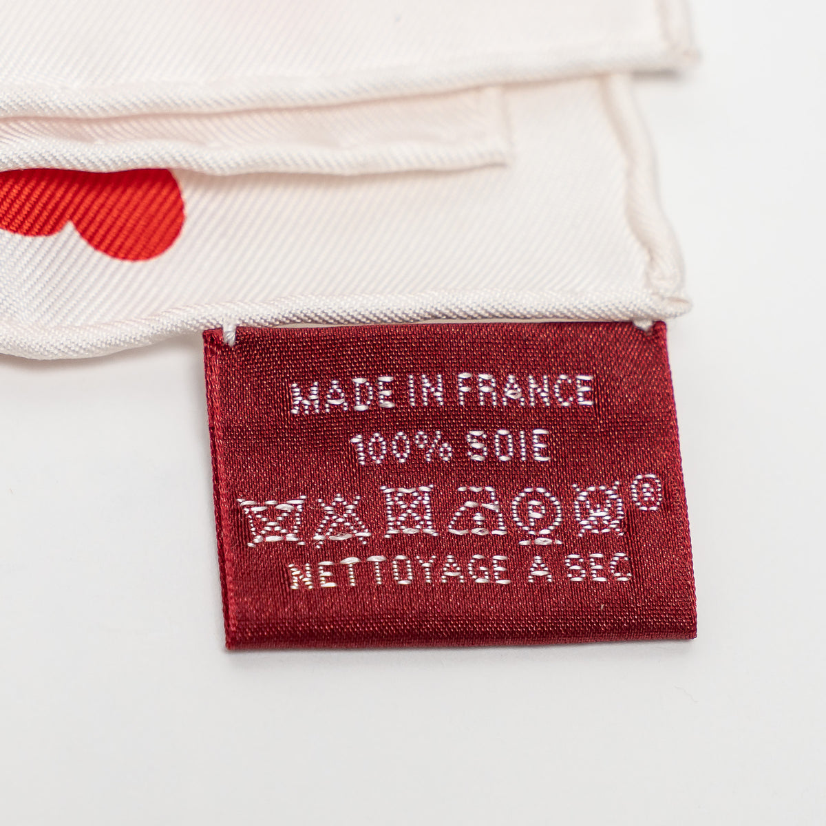 Hermes White and Red Silk Brides de Gala Heart Pattern Scarf