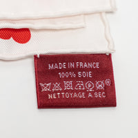 Hermes White and Red Silk Brides de Gala Heart Pattern Scarf