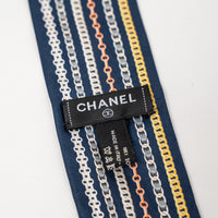 Pre-Loved Chanel™ Navy Multicolour Silk Chain Twilly