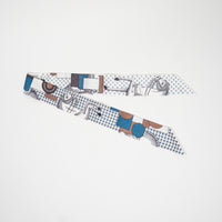 Hermes White and Blue Silk Cavalier en Formes Twilly