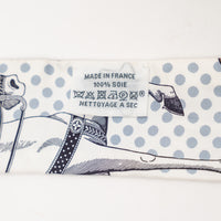 Hermes White and Blue Silk Cavalier en Formes Twilly