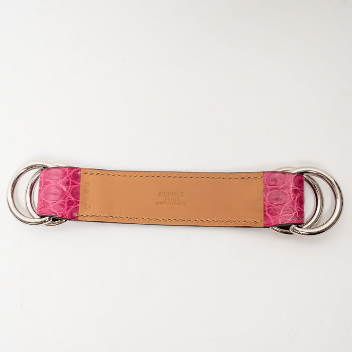 Hermes Pink Porosus Crocodile Romance Scarf Ring