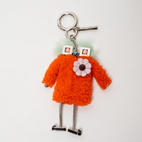 Fendi Silver Orange Shearling Witch Bag Charm