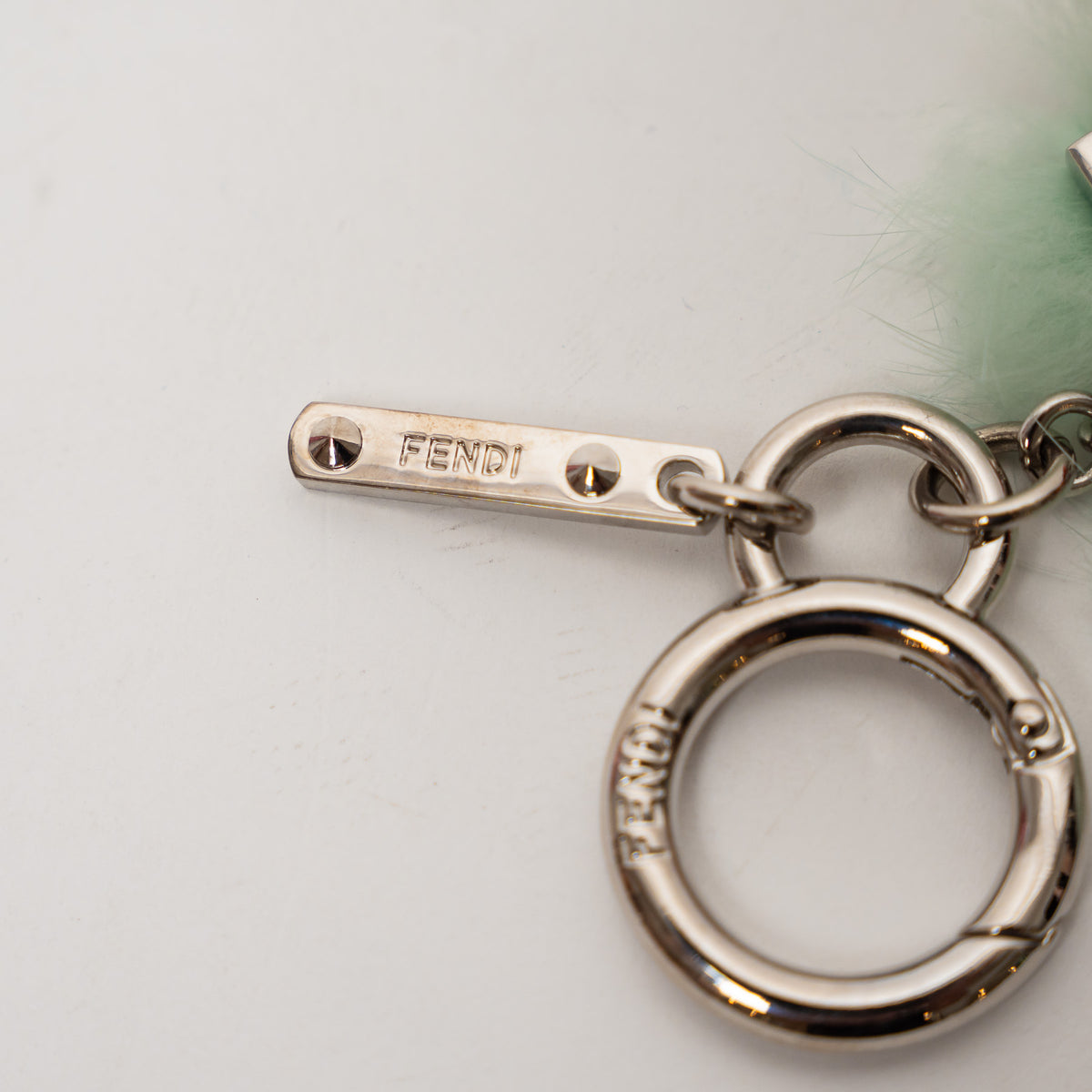 Fendi Silver Orange Shearling Witch Bag Charm