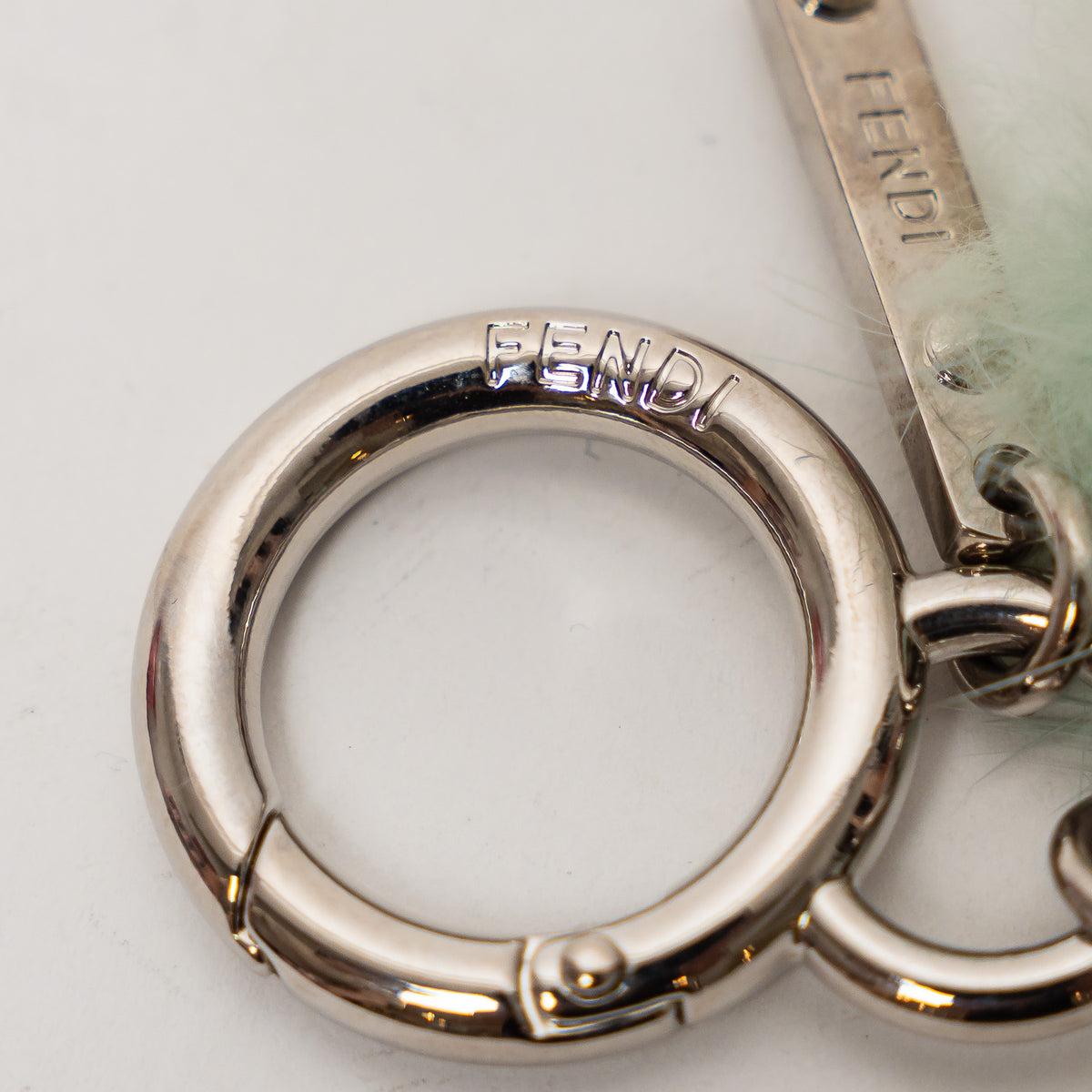 Fendi Silver Orange Shearling Witch Bag Charm