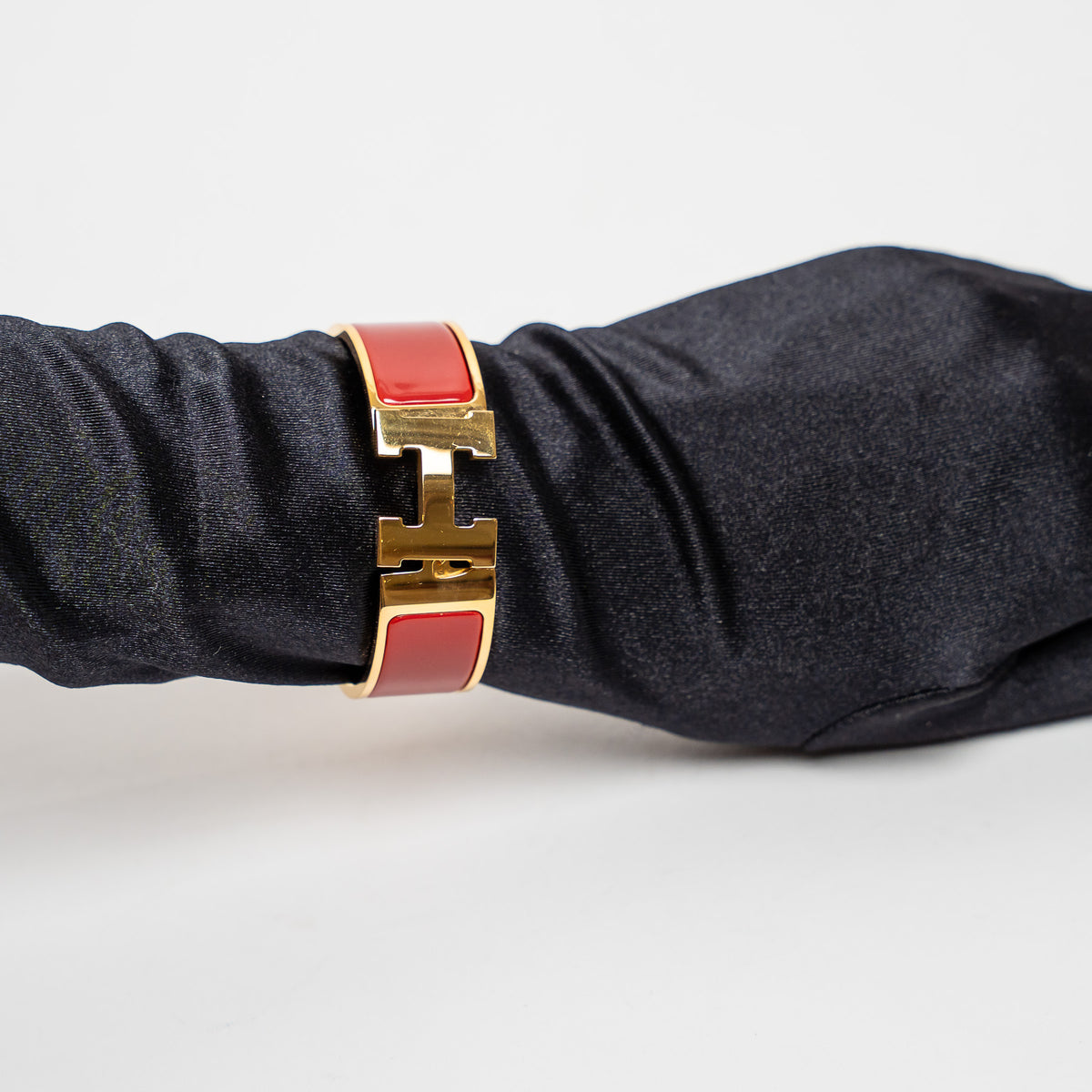 Hermes Gold Red Enamel Clic H Bracelet