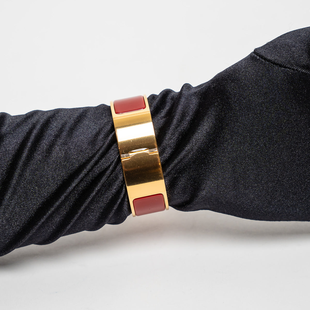 Hermes Gold Red Enamel Clic H Bracelet