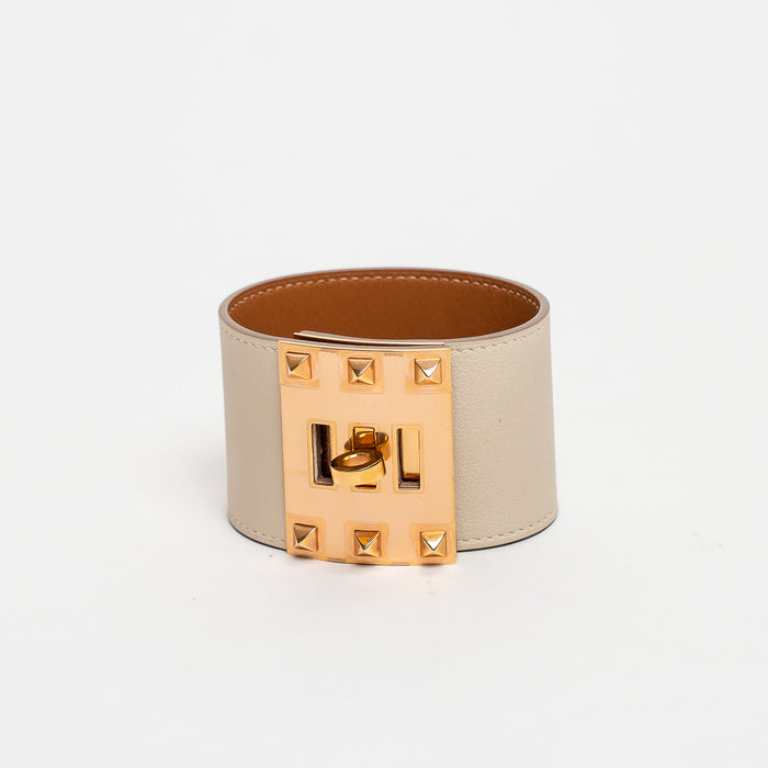 Hermes Ivory Swift Leather Kelly Dog Bracelet