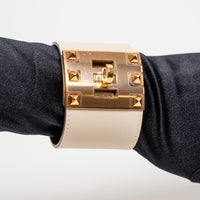 Hermes Ivory Swift Leather Kelly Dog Bracelet