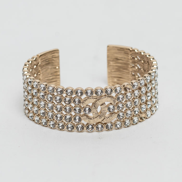 Pre-Loved Chanel™ Gold Tone Crystal Embellished Bracelet