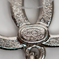 Chanel Silver Tone Pearl and Crystal Drop Earrings