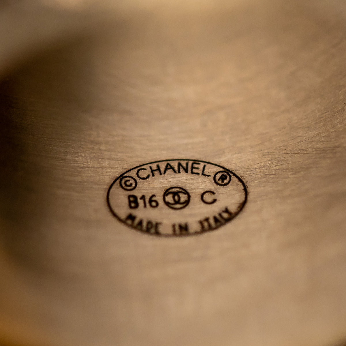 Pre-Loved Chanel™ Gold Tone Crystal Embellished Thick Ring Size 7