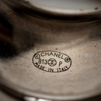 Pre-Loved Chanel™ Silver Tone Thick Ring Inset with Baguette Crystals Size 7