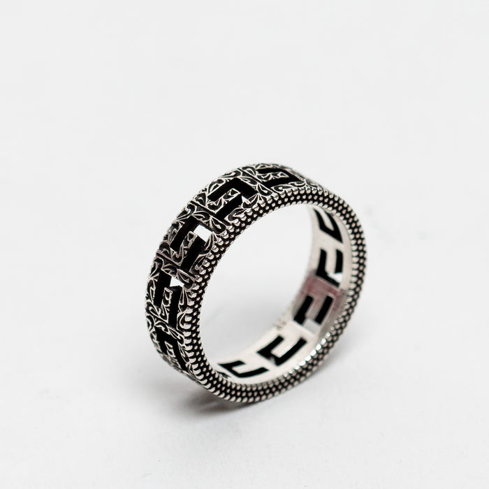 Gucci Sterling Silver Square G Ring Size 9