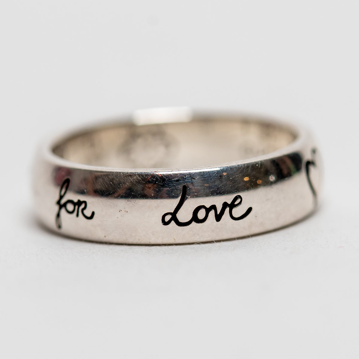 Gucci Sterling Silver Blind For Love Ring Size 6