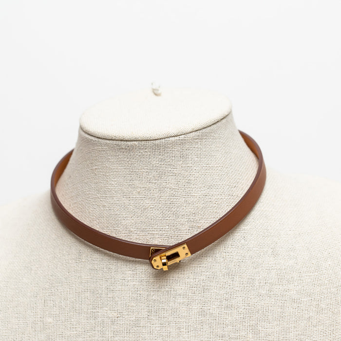 Hermes Gold Leather Kelly Choker