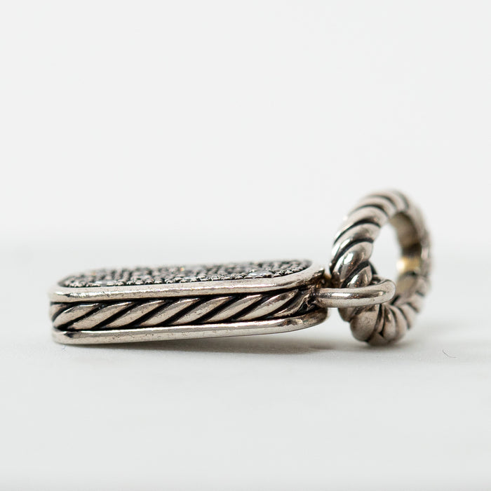 David Yurman Sterling Silver Diamond Midnight Melange Dog Tag Pendant