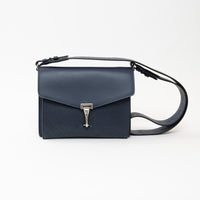 Burberry Navy Grained Perforated Monogram Leather Messenger Bag