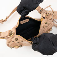 Balenciaga Beige Croc Embossed Leather Le Cagole Crossbody Bag