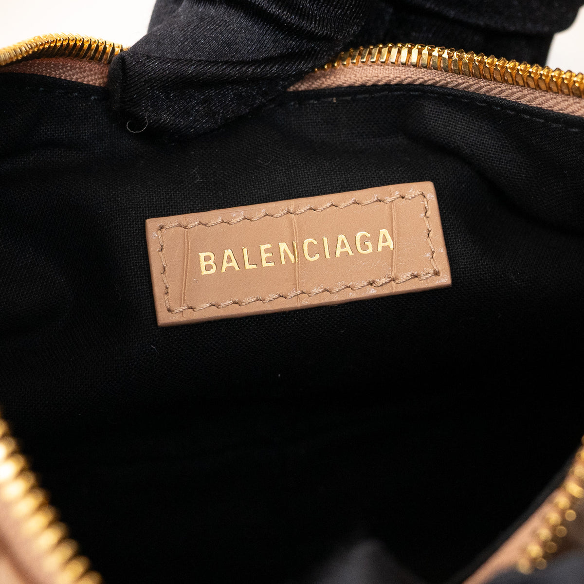 Balenciaga Beige Croc Embossed Leather Le Cagole Crossbody Bag