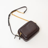 Burberry Brown Debossed Monogram Leather Crossbody Bag